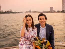 แต้ว ณฐพร เตมีรักษ์ และ ไฮโซณัย ประณัย พรประภา บนเรือ Hacker Craft Boat ของ True leasing กลางแม่น้ำเจ้าพระยา