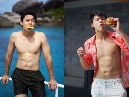 หมาก ปริญ สุภารัตน์ โชว์ซิกซ์แพ็ก ขณะกำลังกินสับปะรด และ แฮมเบอร์เกอร์